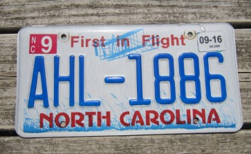 North Carolina License Plate First In Flight 2016