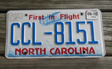 North Carolina License Plate First In Flight 2016