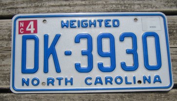 North Carolina Weighted Truck License Plate First In Flight 2000's
