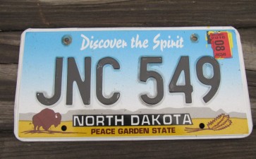 North Dakota Buffalo Discover The Spirit License Plate 2015 JNC 549