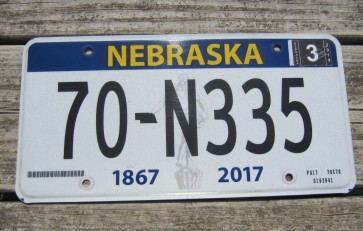 Nebraska 150 Years License Plate 2019