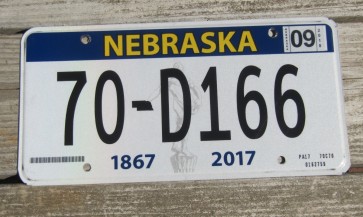 Nebraska 150 Years License Plate 2018