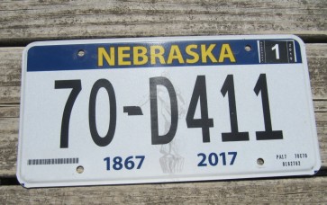 Nebraska 150 Years License Plate 2019