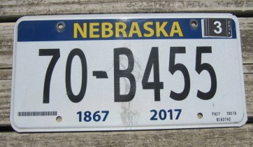 Nebraska 150 Years License Plate 2019