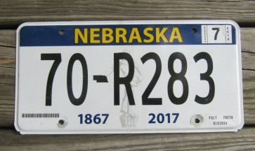 Nebraska 150 Years License Plate 2018