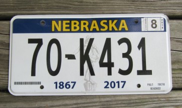 Nebraska 150 Years License Plate 2018