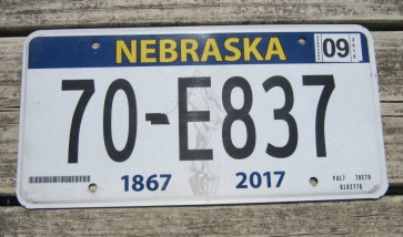 Nebraska 150 Years License Plate 2018