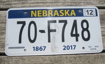Nebraska 150 Years License Plate 2018