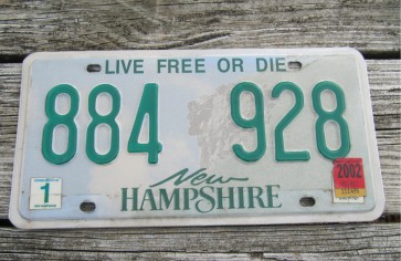 New Hampshire Old Man of The Mountain Live Free or Die License Plate 2002