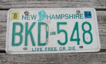  New Hampshire Old Man of The Mountain Live Free or Die License Plate 1994