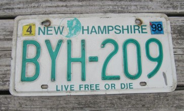  New Hampshire Old Man of The Mountain Live Free or Die License Plate 1998