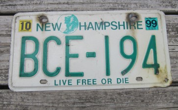 New Hampshire Old Man of The Mountain Live Free or Die License Plate 1999