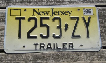 New Jersey Trailer Garden State License Plate Yellow Fade 