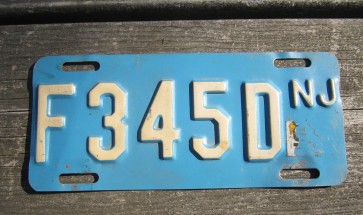 New Jersey Motorcycle License Plate Blue White 1980s