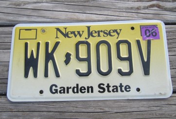 New Jersey Garden State License Plate Yellow Fade 2001