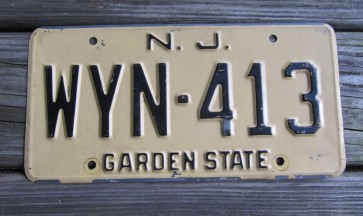New Jersey Garden State Tan License Plate 1970's