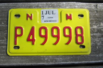 New Mexico Motorcycle License Plate Yellow Red 2017