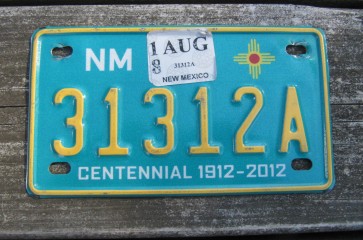 New Mexico Motorcycle License Plate Turquoise Centennial 2018