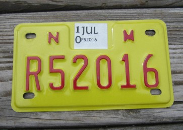 New Mexico Motorcycle License Plate Yellow 2010