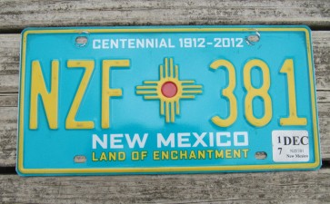 New Mexico Centennial License Plate 1912 - 2012 Land Of Enchantment 2017