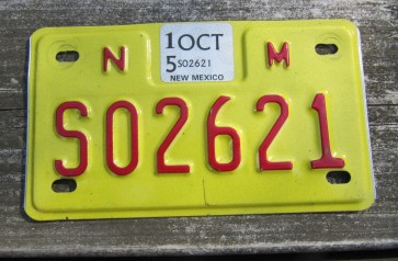 New Mexico Motorcycle License Plate Yellow Red 2015