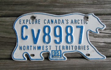 Canada North West Territories Polar Bear License Plate 1995