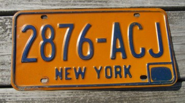New York Blue Yellow License Plate 1970's