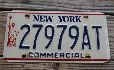 New York Statue of Liberty Commercial License Plate 1990's 
