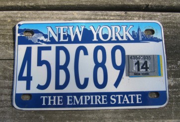 New York Motorcycle License Plate The Empire State 2014