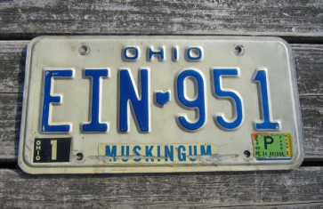 Ohio Blue White License Plate 1984