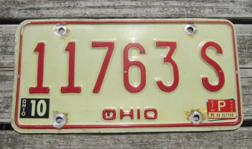 Ohio Red White License Plate 1980