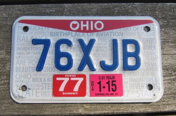 Ohio Motorcycle License Plate Birthplace of Aviation Pride 2015