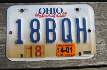 Ohio Motorcycle License Plate The Heart of It All 2001