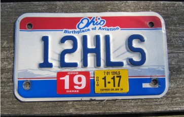 Ohio Motorcycle License Plate Birthplace of Aviation 2017