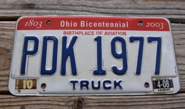 Ohio Bicentennial Truck License Plate 2008