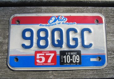 Ohio Motorcycle License Plate Birthplace of Aviation 2009