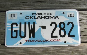 Oklahoma White Dove License Plate Travel OK 2018