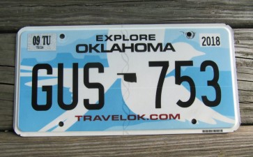 Oklahoma White Dove License Plate Travel OK 2018