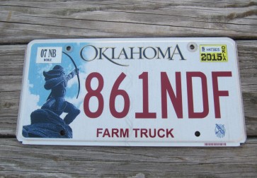 Oklahoma Arrow Shooter Farm Truck License Plate 2015