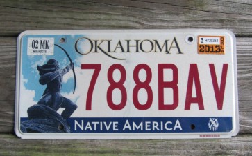 Oklahoma Arrow Shooter Native America License Plate 2013