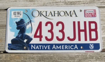 Oklahoma Arrow Shooter Native America License Plate 2017