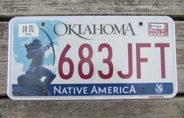 Oklahoma Arrow Shooter Native America License Plate 2012