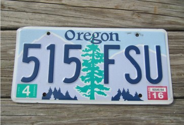 Oregon Tree and Mountains License Plate 2016