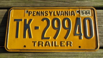 Pennsylvania Blue Yellow Keystone State License Plate 1984