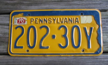 Pennsylvania State Shaped License Plate 1970