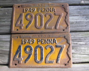 Pennsylvania Penna Keystone License Plate Pair 1949