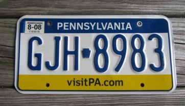 Pennsylvania Visit PA License Plate 2008