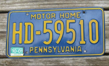 Pennsylvania Blye Yellow Motor Home License Plate 2001