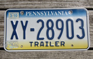 Pennsylvania Tri Color License Plate 2010 Trailer