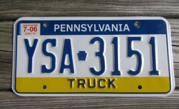 Pennsylvania Visit PA Truck License Plate 2006